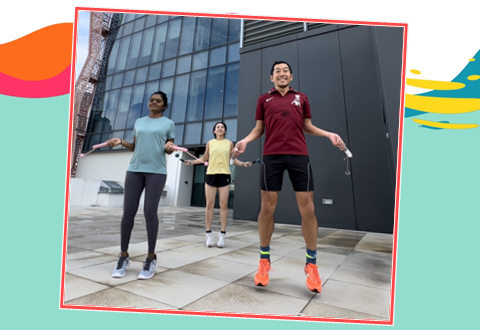 NHCS staff jumping