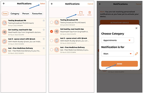 Categorise notifications example